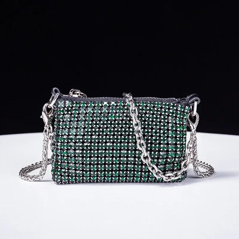 New Women's Bag 2025 Versatile Rhinestones Handbags with Diamond Chain Mini Bags Female Purse Wallet Shoulder Crossbody Bags