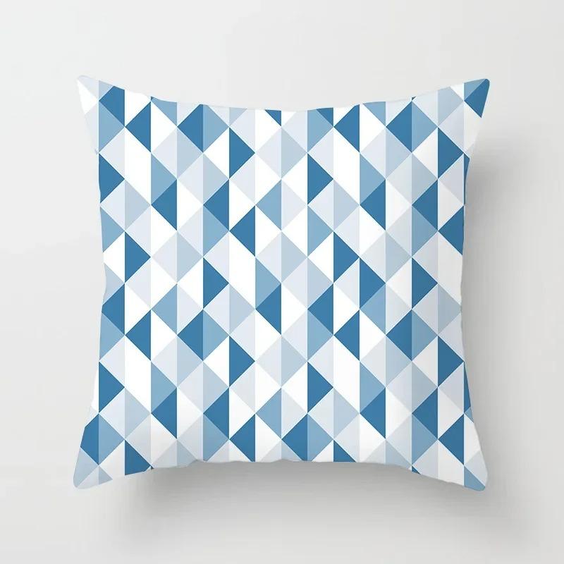 Blue Plaid Decorative Pillowcase Car Ornaments Office Living Room Sofa Home Pillowcase