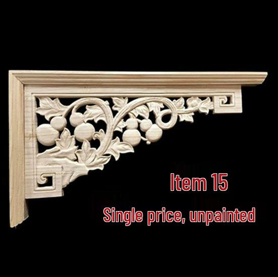 Double-Sided Carved Solid Wood Lintel: New Chinese Antique Corner Decoration for Background Walls
