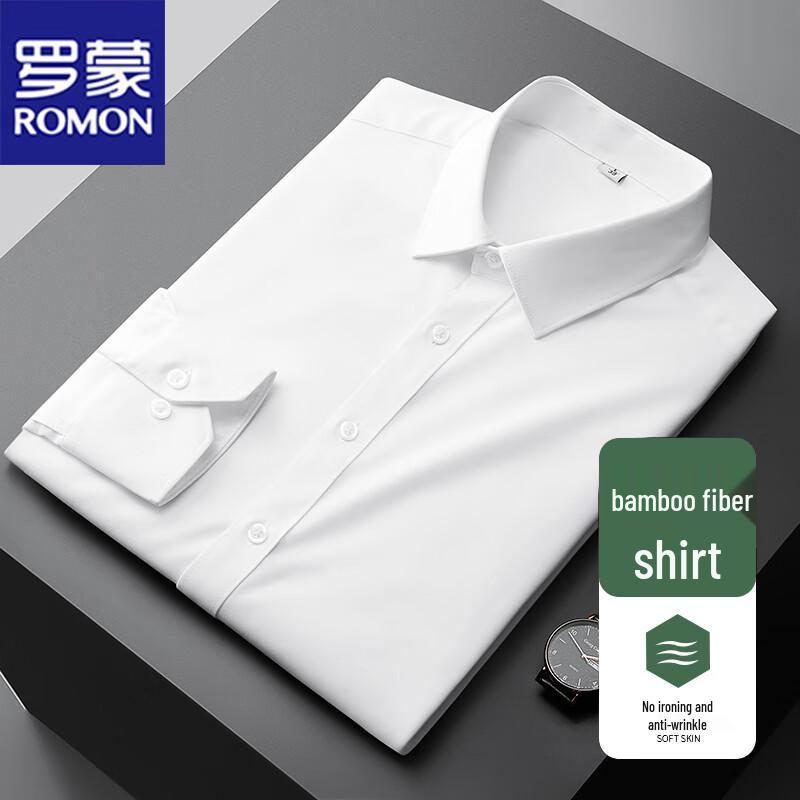 ROMON Men's Business Casual Loose Fit Long Sleeve Shirt