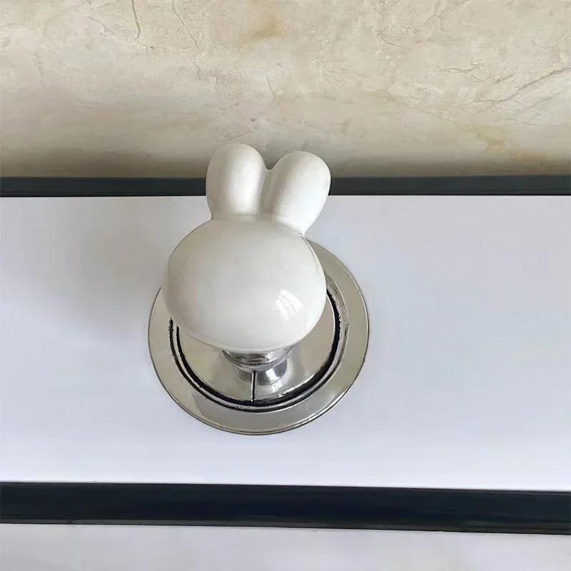Heart Shaped Toilet Press Button Cute Rabbit Toilet Drain Button Tank Push Switch Nail Protector Love Button Bathroom Accessori