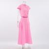 Women Vest Skirt Suit Solid Color O-neck Single Breasted Short Sleeve Short Top Button Wide Leg Skirts Female Summer Lady Beach Wears
