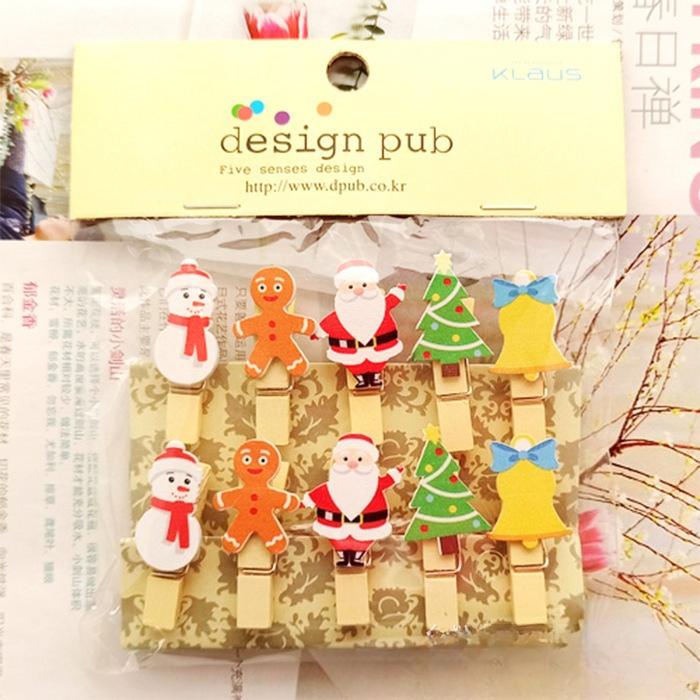 

10 pcs Photo Wall Kindergarten Decoration Home Flower Shop Card Small Wooden Clips 10pcs(one set)