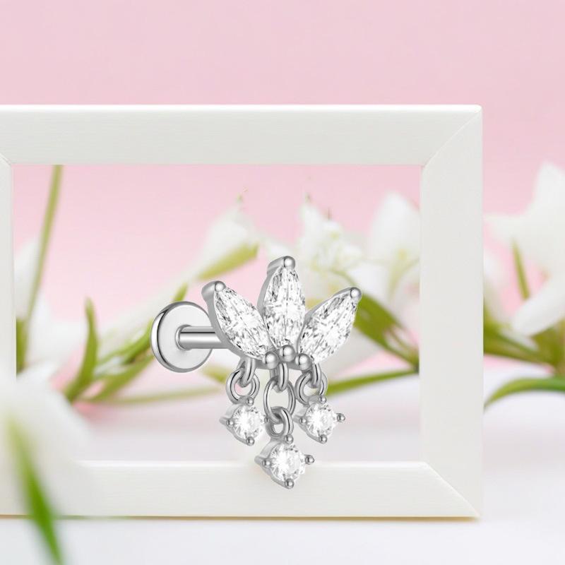 High-End Titanium F136 Internal Thread Cartilage Stud Earring - European & American Trendy Fashion