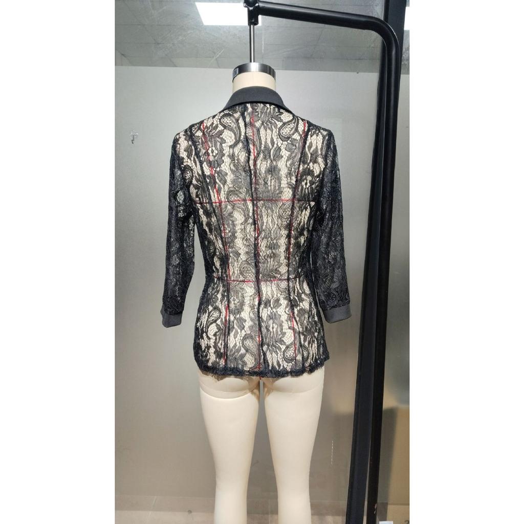 Spring New Women's Elegant Solid Color Fashion Lace Splicing Blazer Coat Casual Outerwear