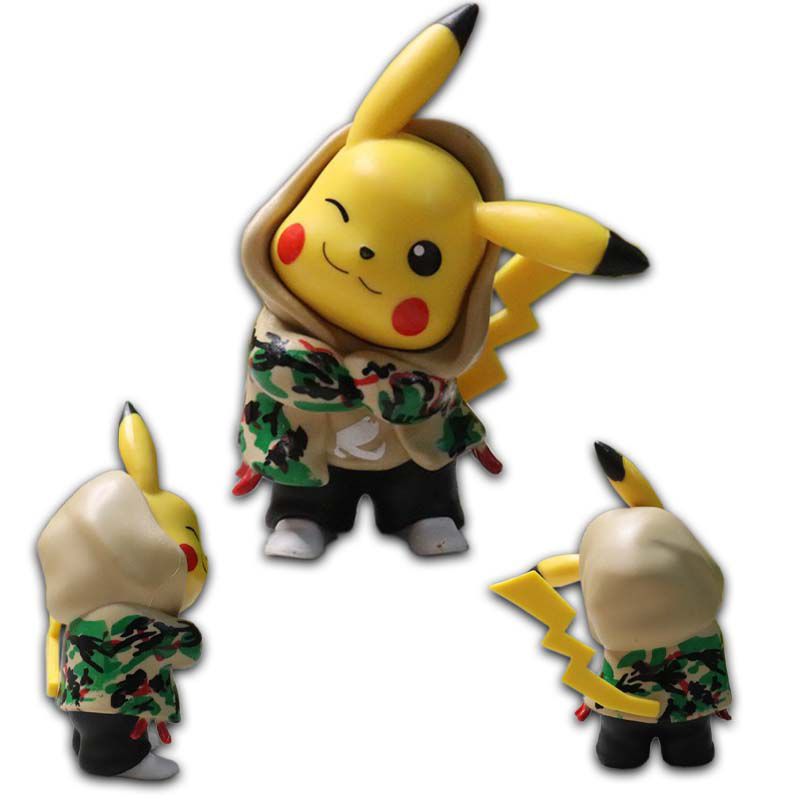 Anime Go Pikachu Denim Clothes Action Figure Cosplay Pocket Decoration
