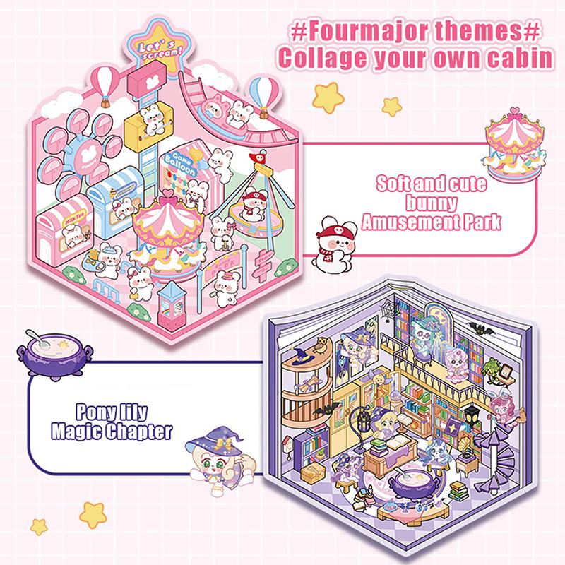 1Set Creative Pet Stickers 3D Cute Cartoon Diy Scene Landscaping Decoration Stickers Kawaii Capybara Stickers Gifts