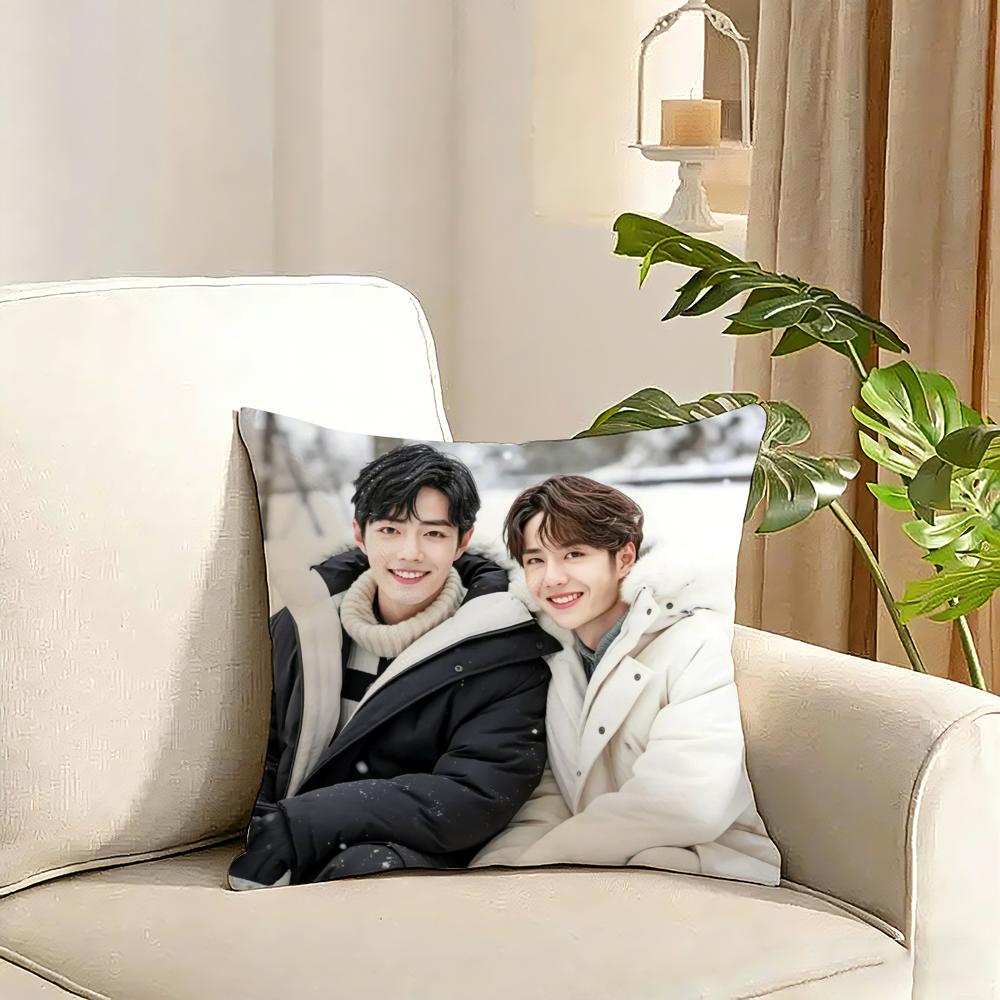 cpXiao Zhanwang Yibo cp Cushion Cover Reversible Plush Pillow Cover Soft Fluffy Home Decor for Sofa Bedroom