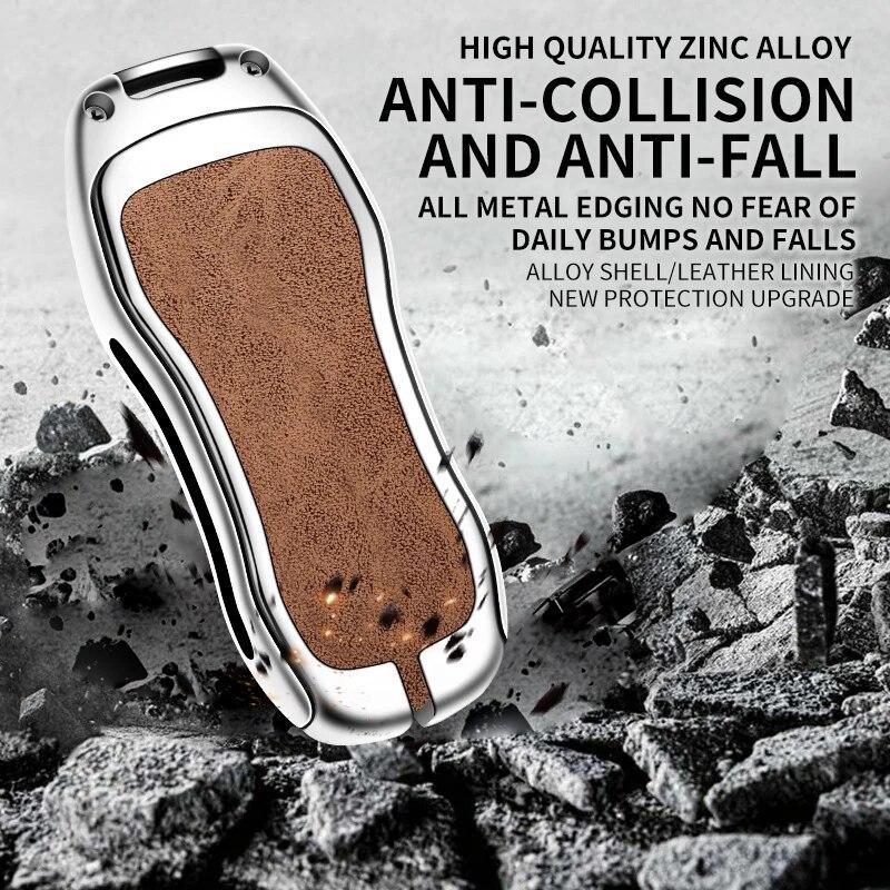 Liga de zinco carro remoto chave caso capa escudo fob para porsche panamera cayenne 971 911 9ya macan boxster chaveiro acessórios do carro