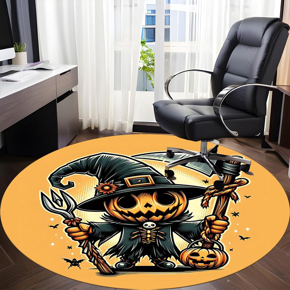 1pc Pumpkin Reaper Office Round Area Rug, Under Office Chairs Bedroom Living Room Home Decor, Room Deco, Available In Various Sizes 109