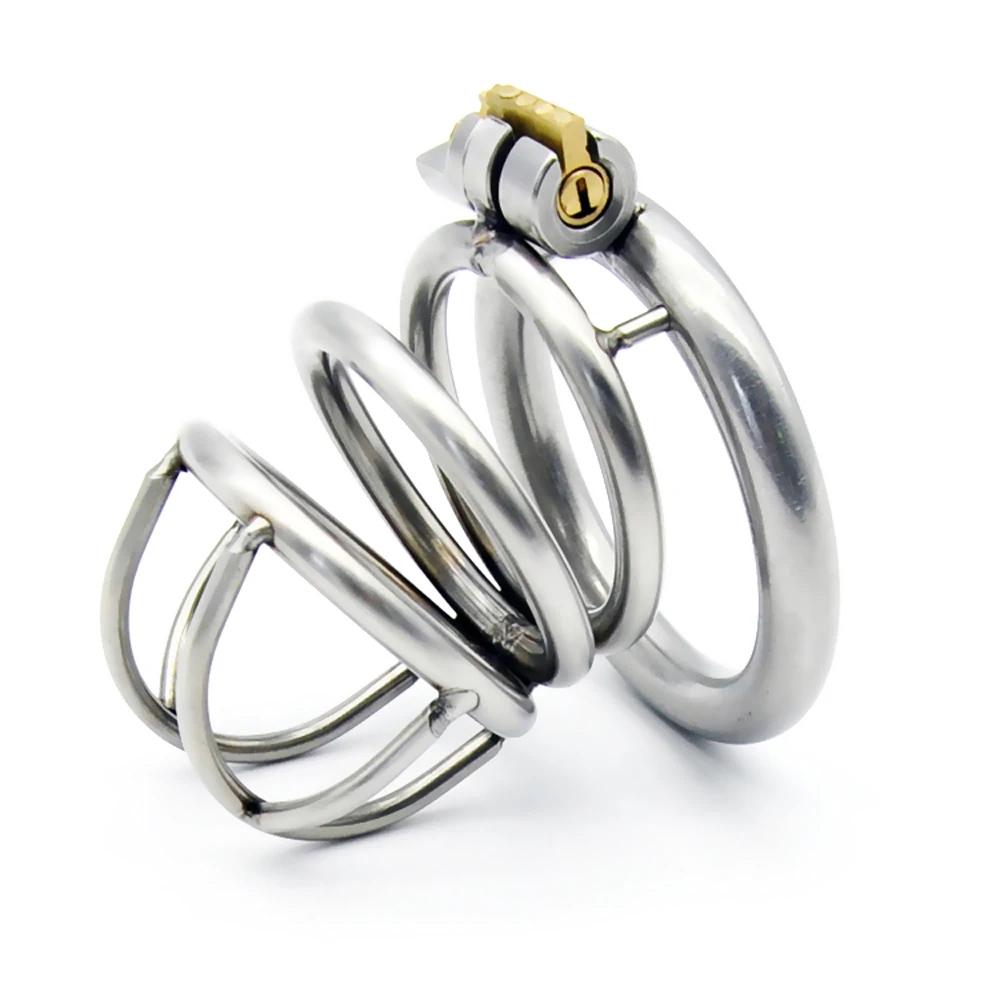 Small Penis Lock Male Steel Cock Cage Chastity Device Penis Ring Erotic Metal Bondage Husband Loyalty Sex Toys For Men