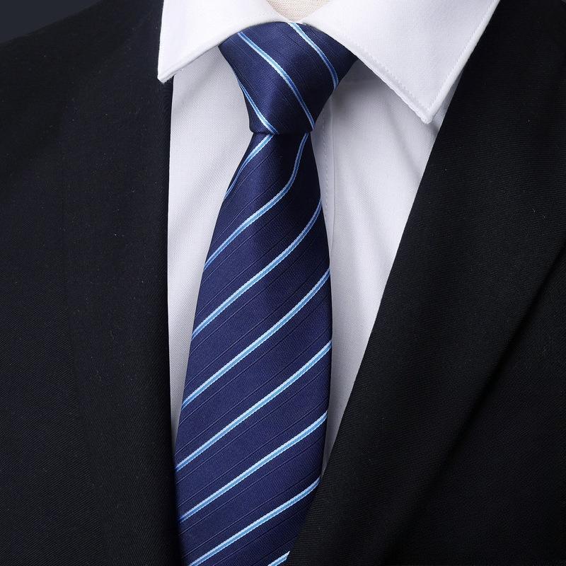 Elegant 8CM Lazy Ties Blue Black Red Striped Men Shirt Business Dress Zipper Tie Neckties Accessories Wedding Groom