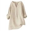 Women's V Neck Long Sleeve Linen Shirt Loose Fit Casual Commuter Blouse for All Occasions