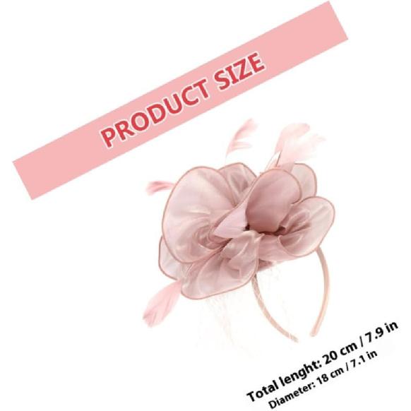 Ciieeo Bandeau et Chapeau Délicats en Maille Florale pour Femmes, Design Rose Nude, Coiffe pour Mariage et Tea Party avec Pince à Cheveux, Accessoire pour Occasion Spéciale