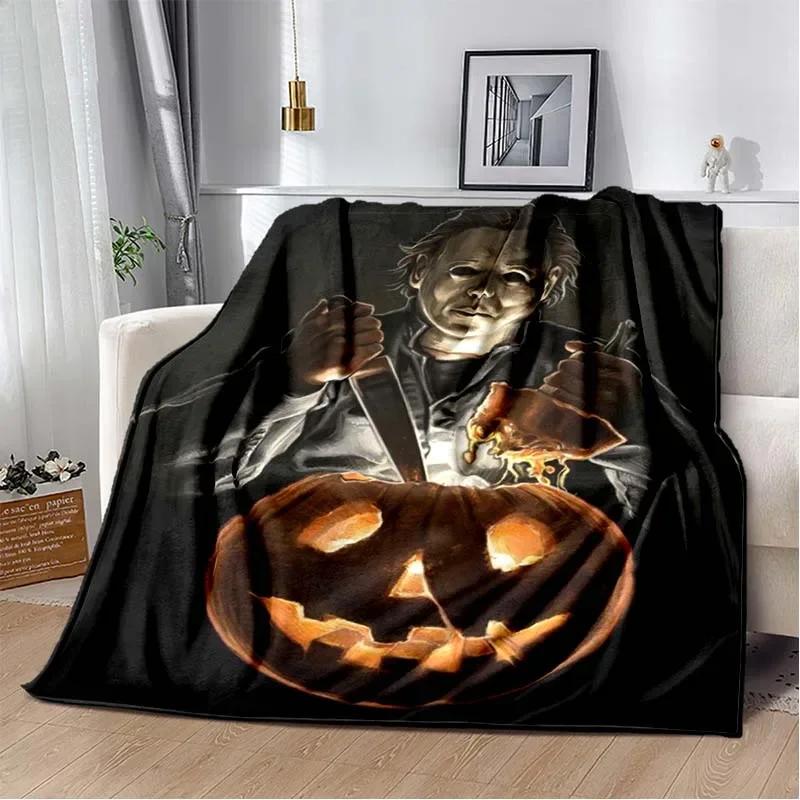 Horror movie character M-Michael Myers Halloween Home Bed Blanket Comfortable Portable Bedroom Sofa Picnic Blanket Gift