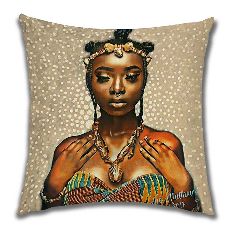 Abstract Painting Africa Cus on Cover African Woman Home Decor Pillow Case Gallery Exotic Ethnic Stye Linen Cus on Cover