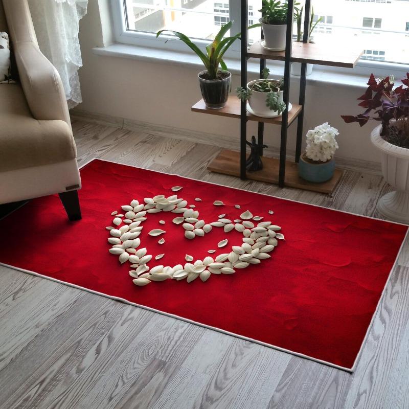 Red Love Series Carpet Living Room Romantic Valentine's Day Bedroom Holiday Decoration Entrance Door Mat Decoration Rug
