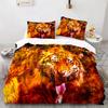 Flame Tiger 3D Bedding Set Cool Golden Duvet Cover Pillowcases Quilt Cover Gift Single Double Twin King Queen Polyester