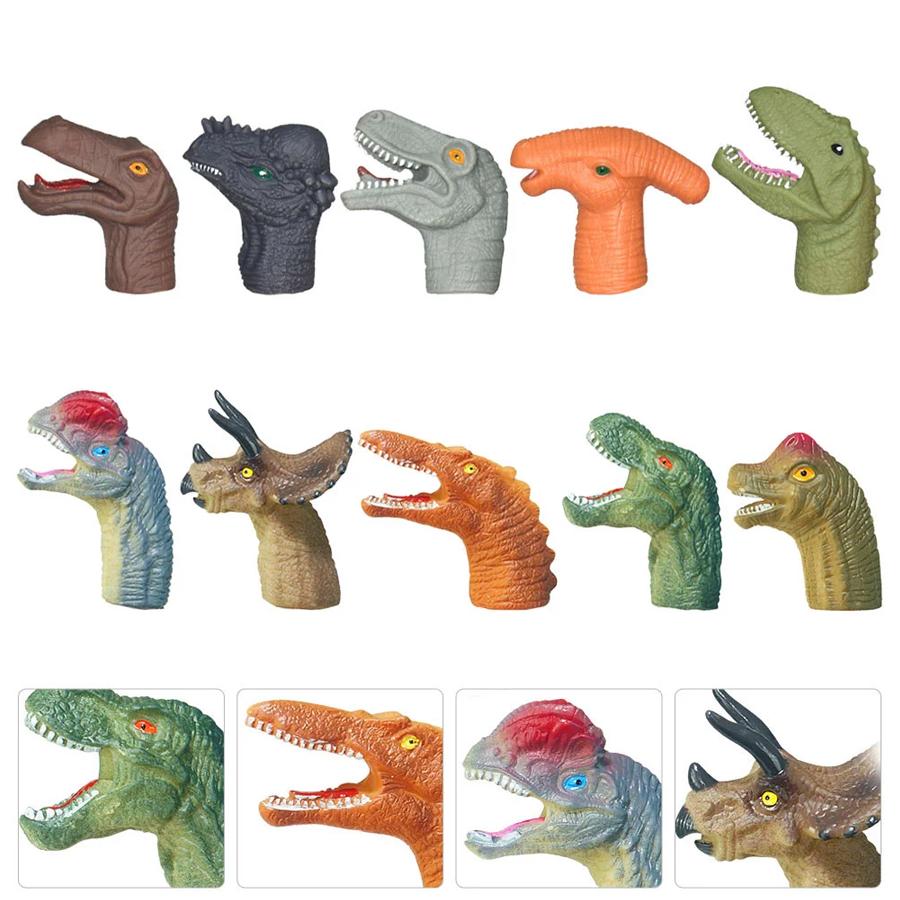 4/5pcs Dinosaur Hand Puppet Finger Prank Bedtime Storytelling Props Jurassic Animal Simulation Doll Party Supplies XJM