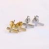 Stylish 6MM Stainless Steel Zircon Cross Earrings