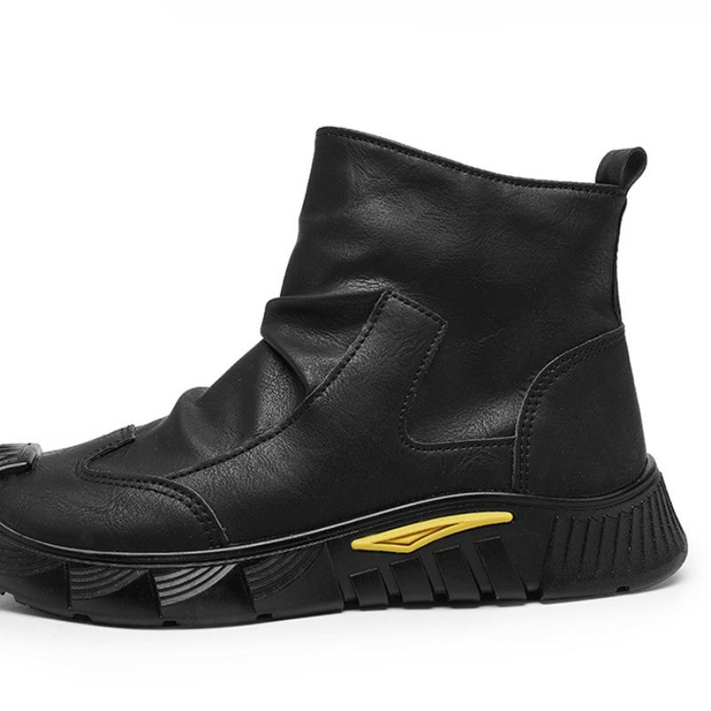 Retro Men's Ankle Boots Zipper Casual High Tops Mens Hiking Boots Classic Leather Boots Fashion Motorcycle Shoes Plus Size 2025
