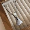 2 Pieces Dual-Layered Heart Pendant Necklace Chain Necklaces Beads Chokers Heart Chain Necklaces Party Jewelry for Girls