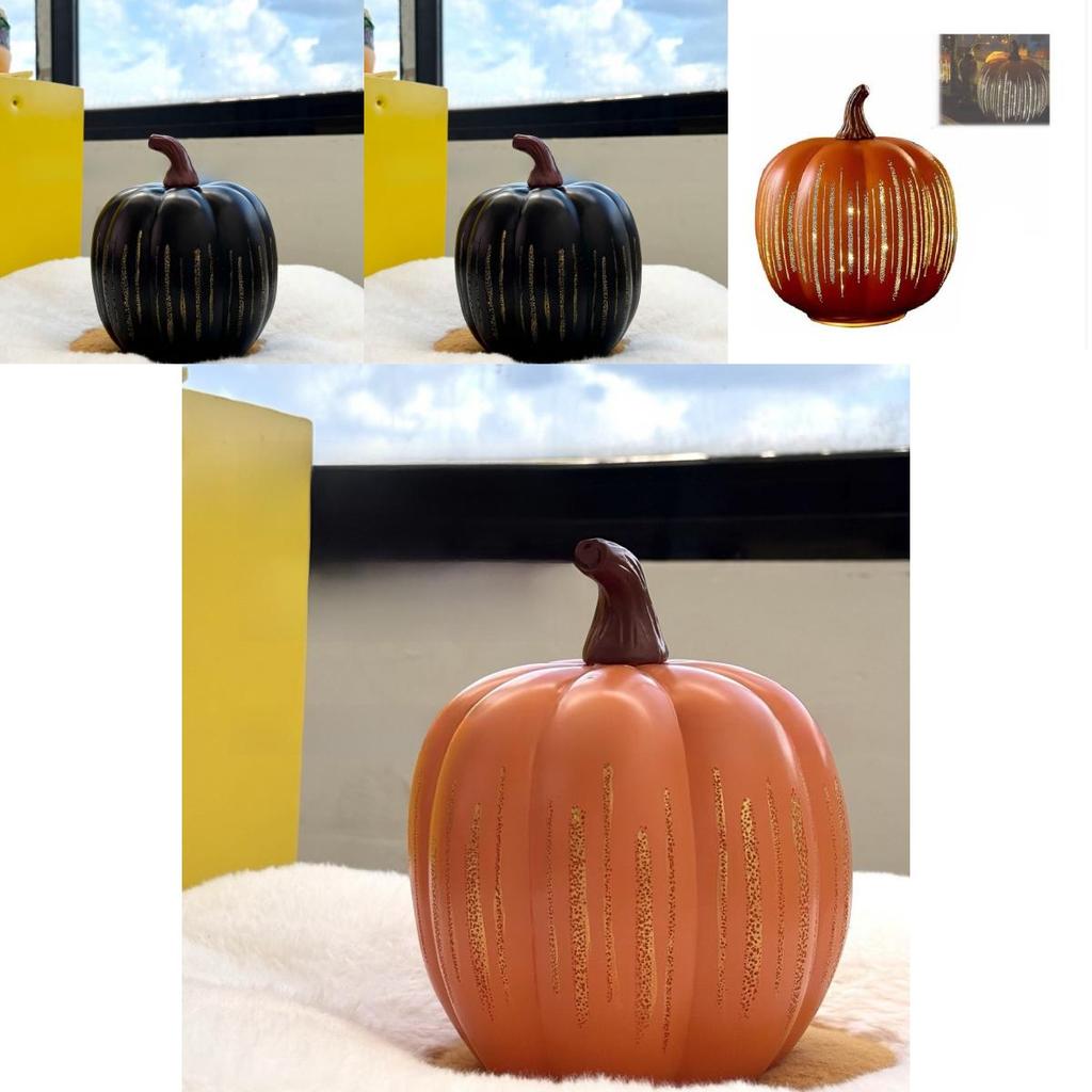 Halloween Led Light Starry Night Pumpkin Resin Decor With Creative Design For Party And Home Atmosphere