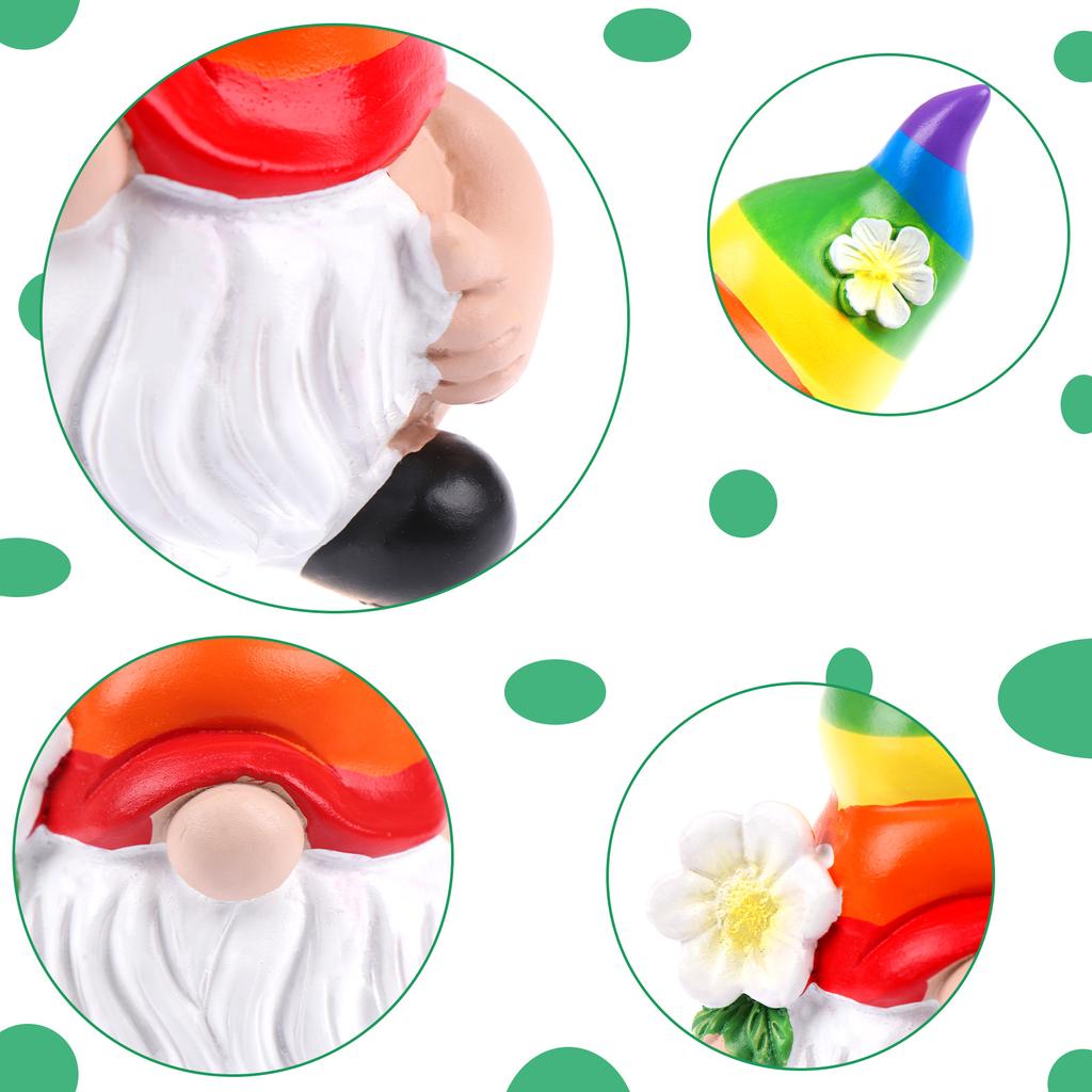 Bahçe Gökkuşağı Cücesi Reçine Heykeli, Yüzsüz Bebek Figürleri Minyatür Ev Dekoras