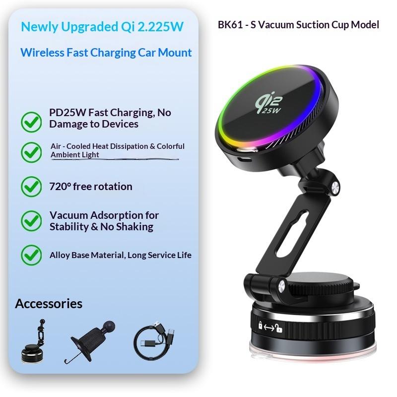 Car Magnetic Wireless Charging Mobile Phone Holder Fast Charging Turbine Air Cooling Car Wireless Charger
