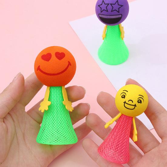 10Pcs Spring Jumping Man Toy Press Kids Bouncing Cartoon Expression Ball