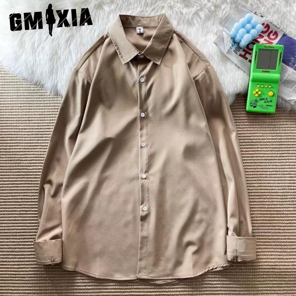 

GMXIA Жіночі модні повсякденні одноколірні блузки та сорочки з довгими рукавами та вирізом з горловиною XXXL хакі