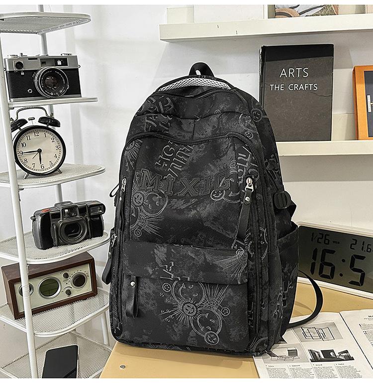 Schoolbag trendy school bag male high school student female graffiti junior high school student backpack college student large capacity lightweight