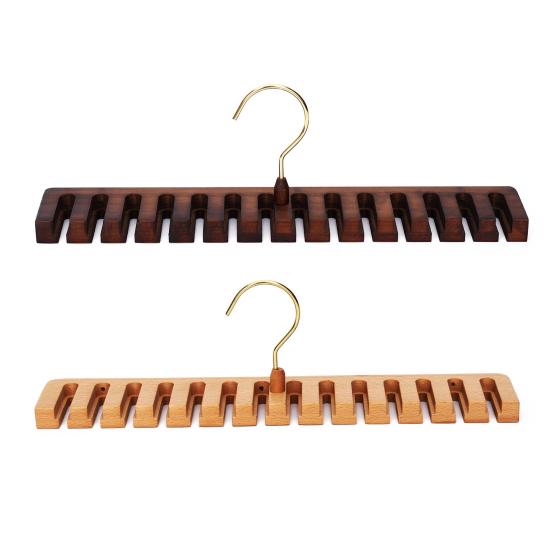 360-Degree Rotatable Belt Hanger Large Capacity Multipurpose Wooden Tie Hanger Belt Organizer Rack with 12 Slots