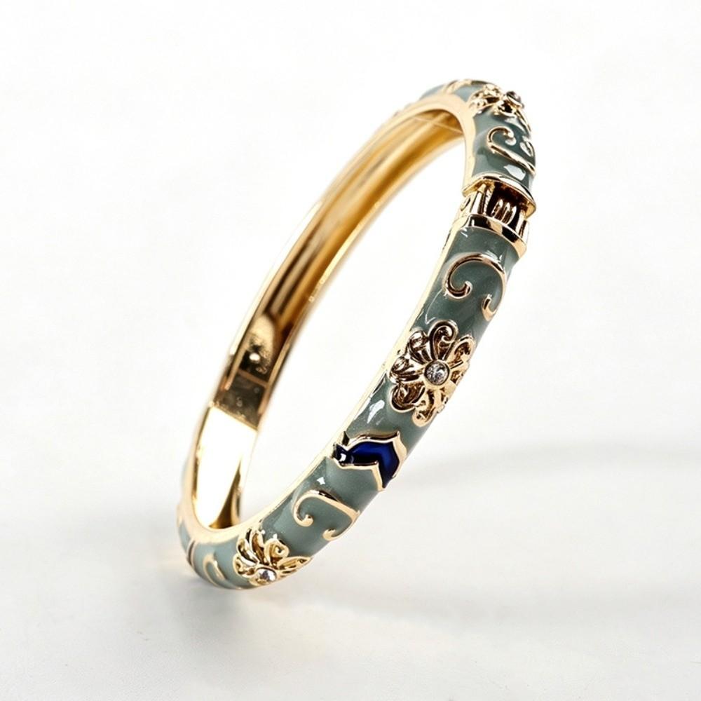 Colorful Vintage Cloisonne Bangle Traditional Women's Hand Bracelet Fashion Flower Bangle Girls