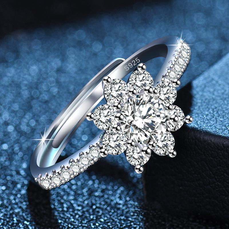 Original 925 Silver Ring High Quality Adjustable Opening AAA Zircon For Women Wedding Fine Fashion Jewelry Gift