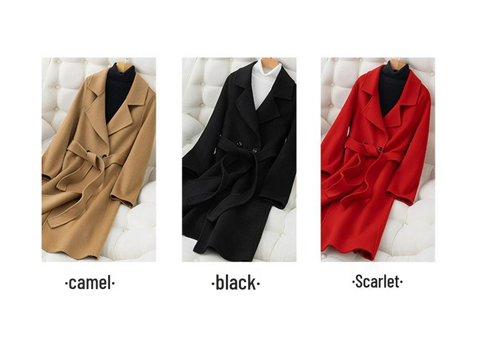 New Women's Autumn/Winter Double-Faced 100% Wool Long Slimming Overcoat