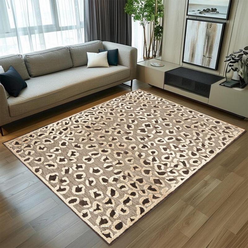 Vintage Leopard Print Area Rug Luxury Carpet Non Slip Washable Floor Mat Entryway Doormat Fashion Animal Pattern for Living Room