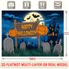 Party Backdrop Halloween Flat Spooky Pumpkin Graveyard Multi Layered Celebrations Event Backdrop Decoration Front Door Decor
