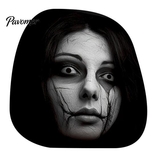 Horror Theme Auto Accessories Funny Expression Car Headrest Cover,Elastic Seat Protector, Universal Scary Novelty Gift for Lovers Ghost Face Interior