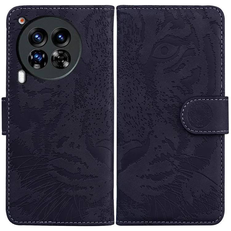 

For TECNO Camon 30 Premier 5G Wallet Case Tiger Imprint Leather Protective Phone Cover - Black