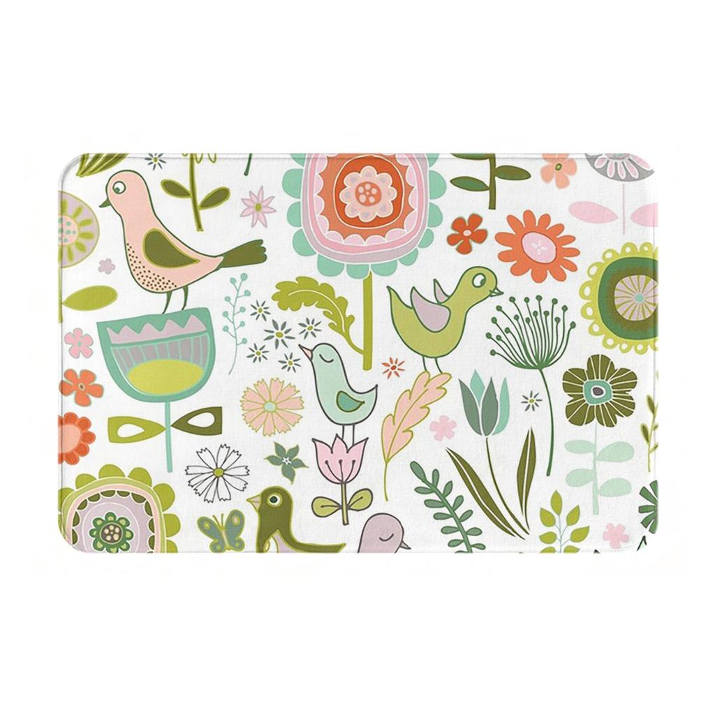 Birds and Blooms Springtime Anti-slip Doormat Floor Mat Durable Carpet Rug for Kitchen Entrance Home Bathroom Footpad Mats