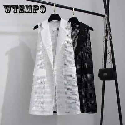 Women's Large Size Hollow Out Vest Summer Sleeveless Cardigan Loose Coat Mid-length Thin Coat Sun Protection