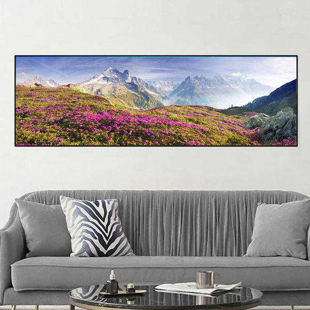 Krajina Levandulové pole Západ slunce Květina Malba na plátně Severské Plakáty a obrazy Nástěnné umění Obraz Obývací pokoj Dekor Bez rámu