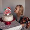 1 Stück Frohe Weihnachten Cake Topper Glitzer Stechpalmenblätter und Beeren Weihnachtsmannmütze Bart Pick für Weihnachts-Thema Kuchen Dekorationen