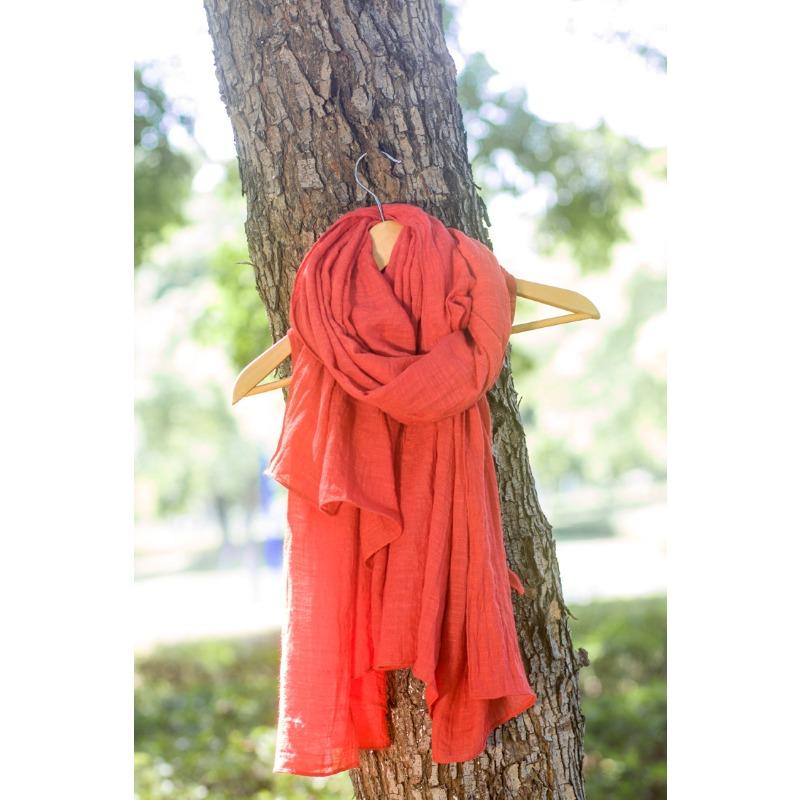 

Linen Cotton Bamboo Joint Plain Scarf Solid Color Japanese Literary Women S Yarn Oversized Warm Scarf 150*190