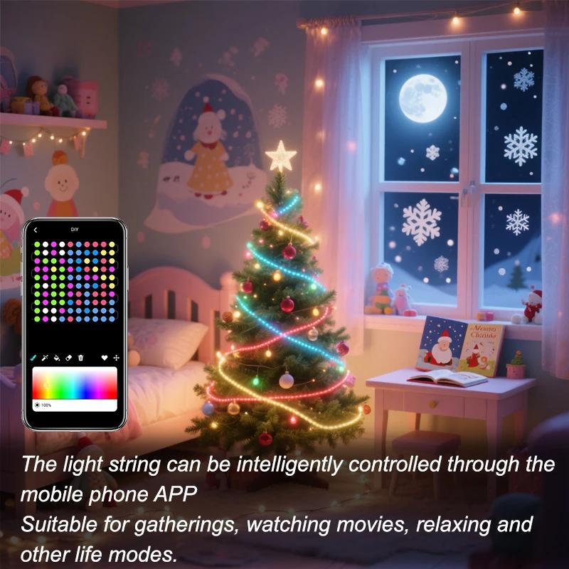 USB fairy lights Bluetooth LED string APP remote control RGBIC party Christmas lights wedding decoration atmosphere lights