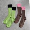 Ins Wind Same Thick Needle Color Matching Vertical Pattern Versatile Medium Tube Socks Stacking Socks