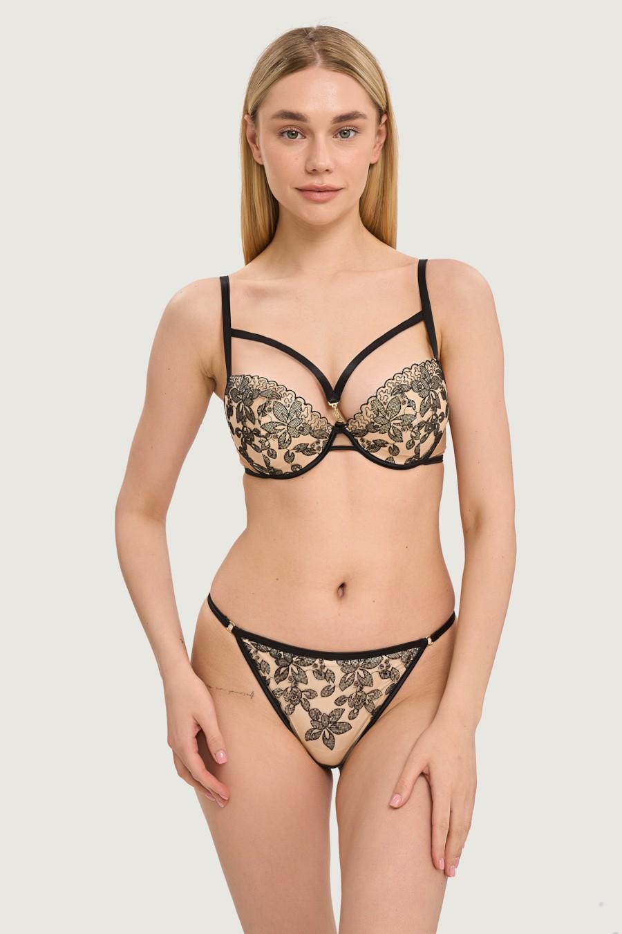 

Комплект білизни: бюстгальтер push-up gel та трусики бразіліану Prelude (90619) 85B/L прозорий колір чорний