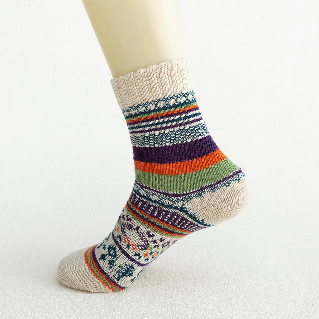 5 Pack Womens Socks Vintage Winter Soft Warm Cold Knit Wool Socks