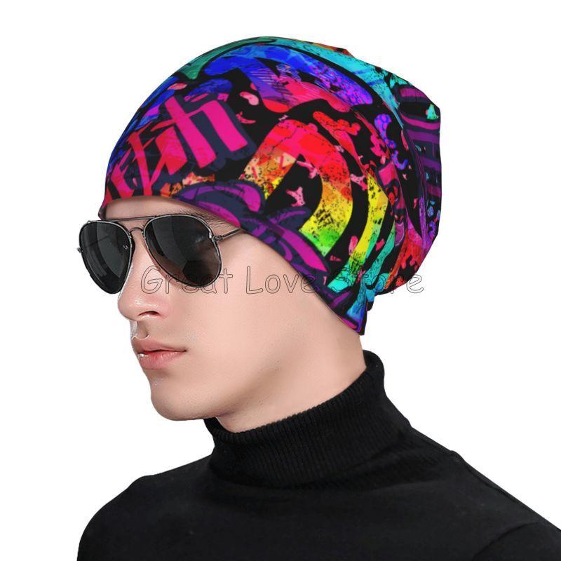 Graffiti Slouchy Beanie Hats for Men Women American Comic Collection Pop Art Skull Print Caps Autumn Winter Warm Knit Hat
